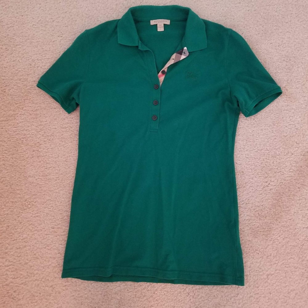 Burberry Check Trim Cotton Pique Polo Shirt